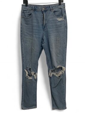 American Eagle Blue Distressed Knees Mom Jeans